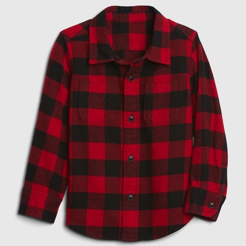NWT 4T babyGap Gap Baby Toddler Organic Cotton Flannel Shirt Buffalo Plaid Check